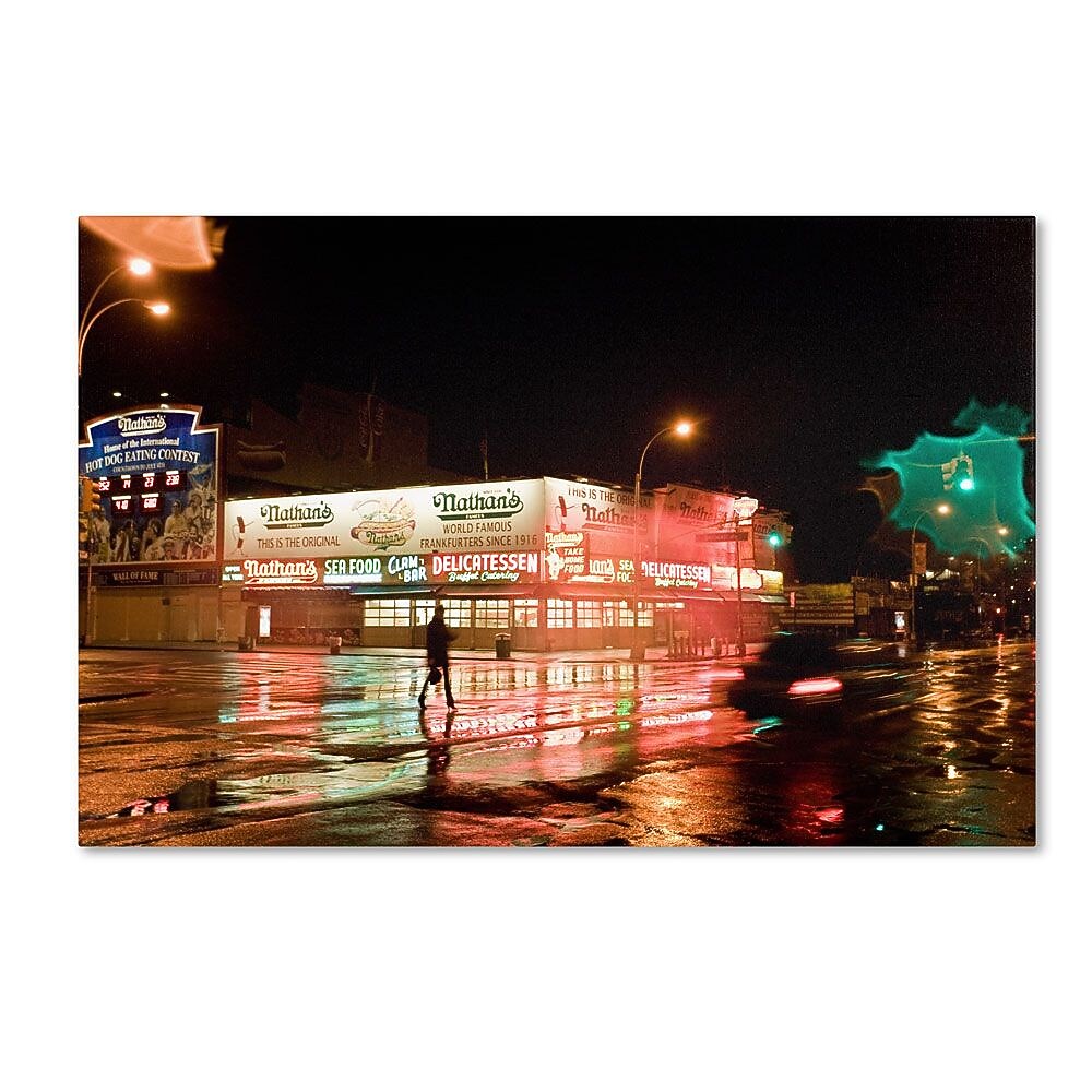 Trademark Fine Art 12" x 19" Wooden Frame Nathan's Women Crossing Street Neon