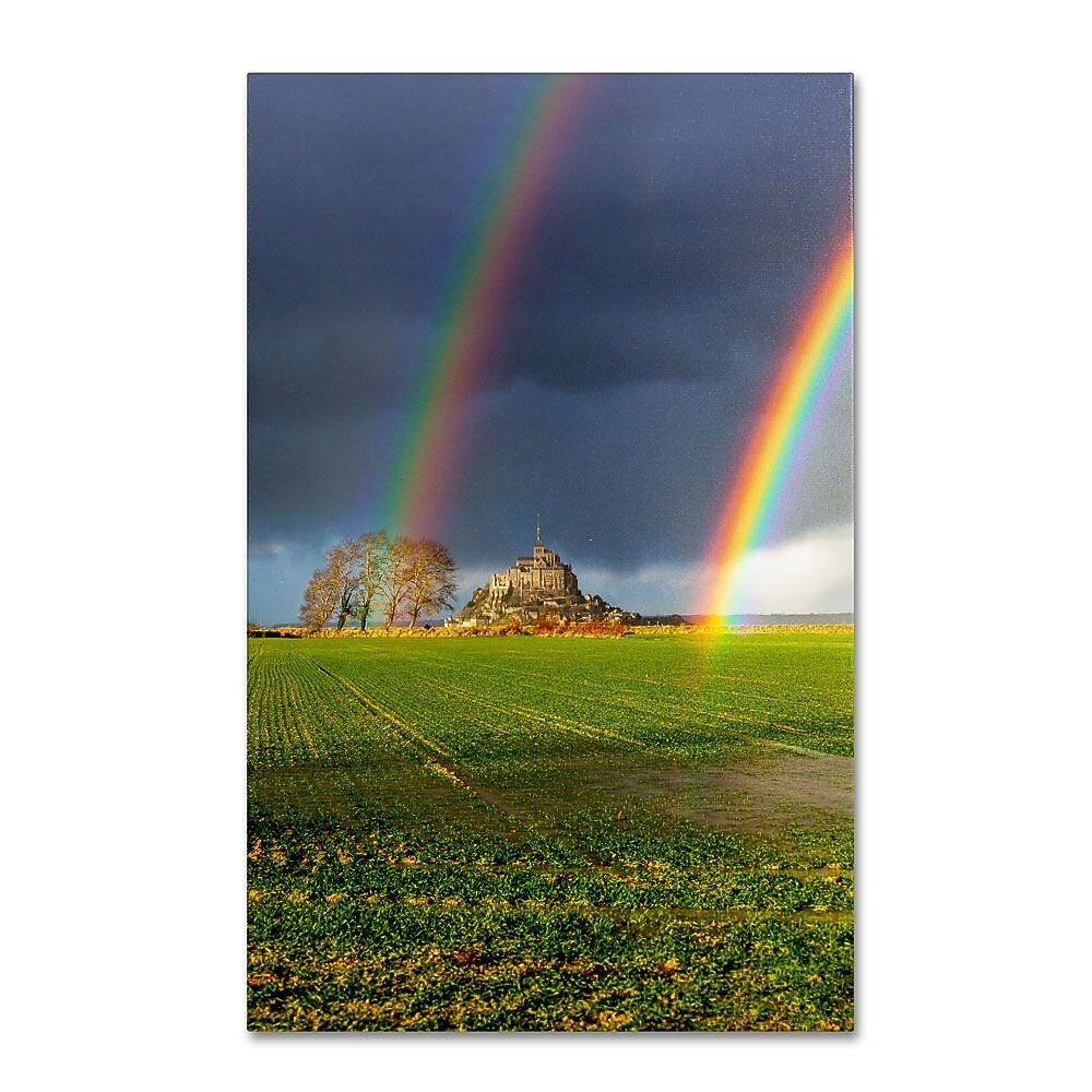 Trademark Fine Art 19" x 12" Wooden Frame Double Rainbow by Mathieu Rivrin