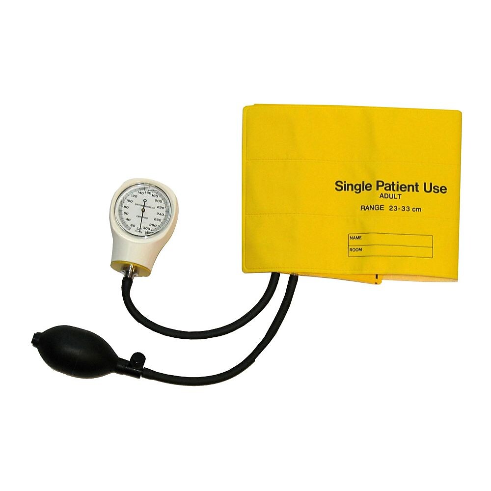 Briggs Healthcare MABIS Single-Patient Use Sphygmomanometer, Yellow, 5/Box