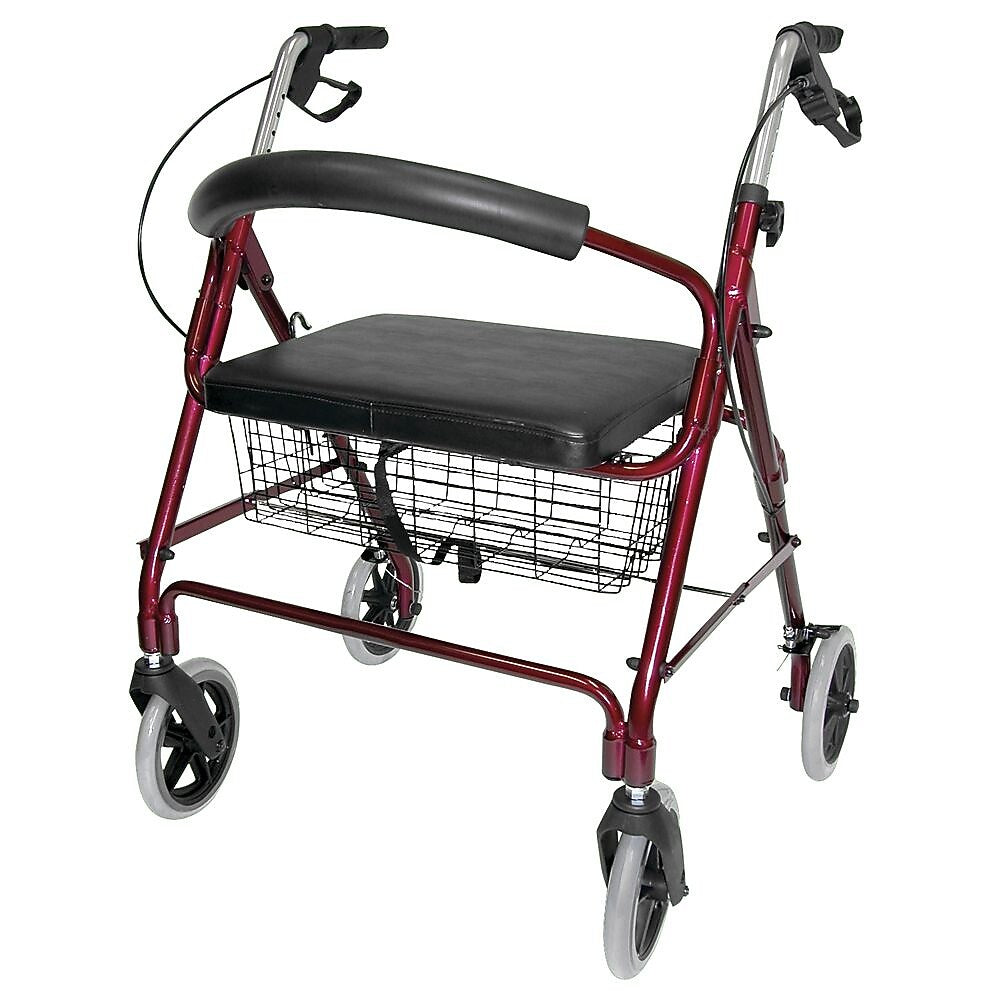 Briggs Healthcare Lightweight Extra-Wide Rolling Walker, Burgundy (501-1029-0700)