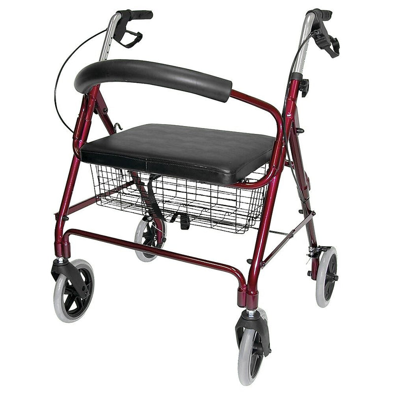 Briggs Healthcare Lightweight Extra-Wide Rolling Walker, Burgundy (501-1029-0700)