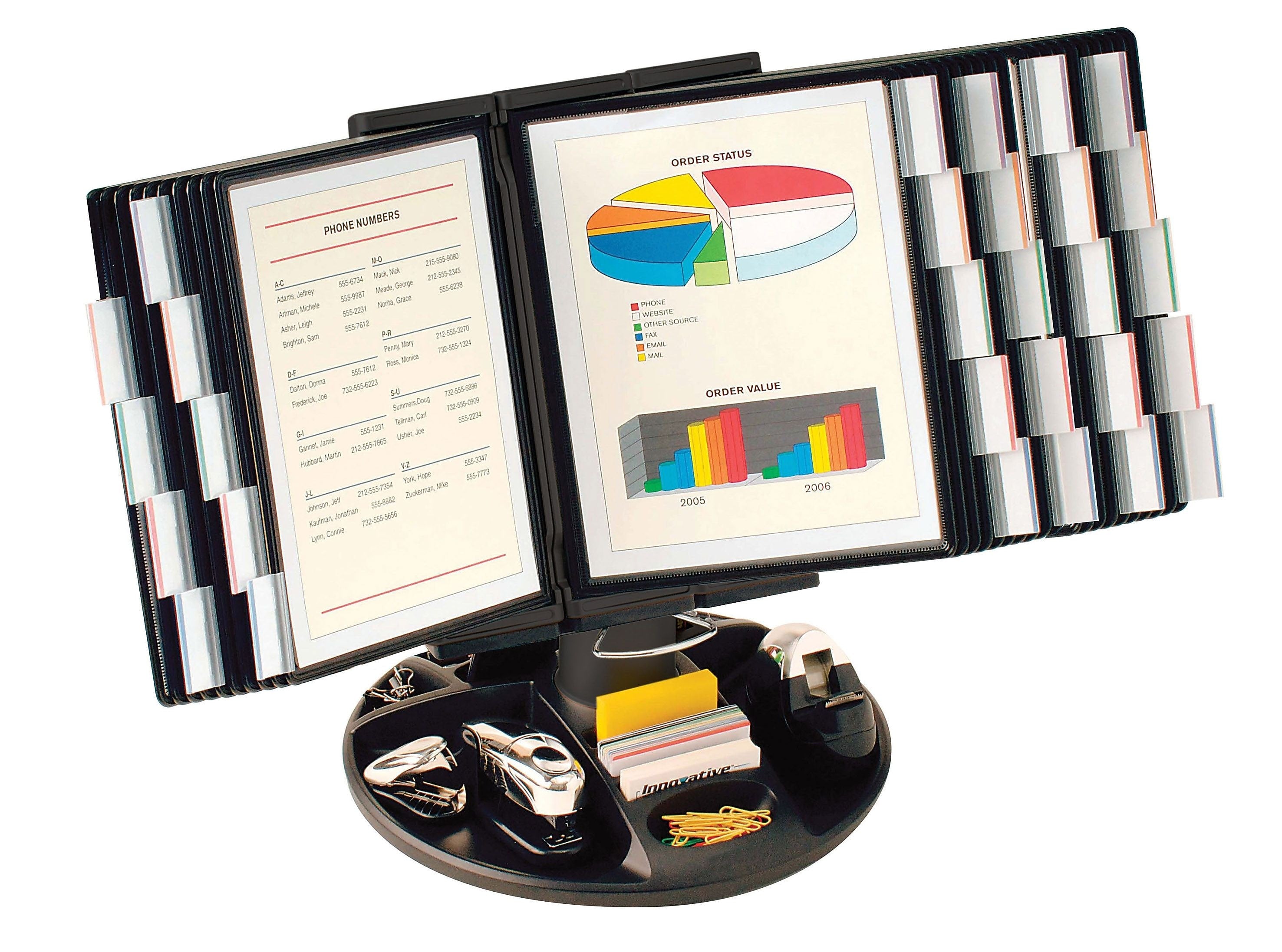 Aidata® Executive Rotary Base Organizer With 30 Display Panels, Black