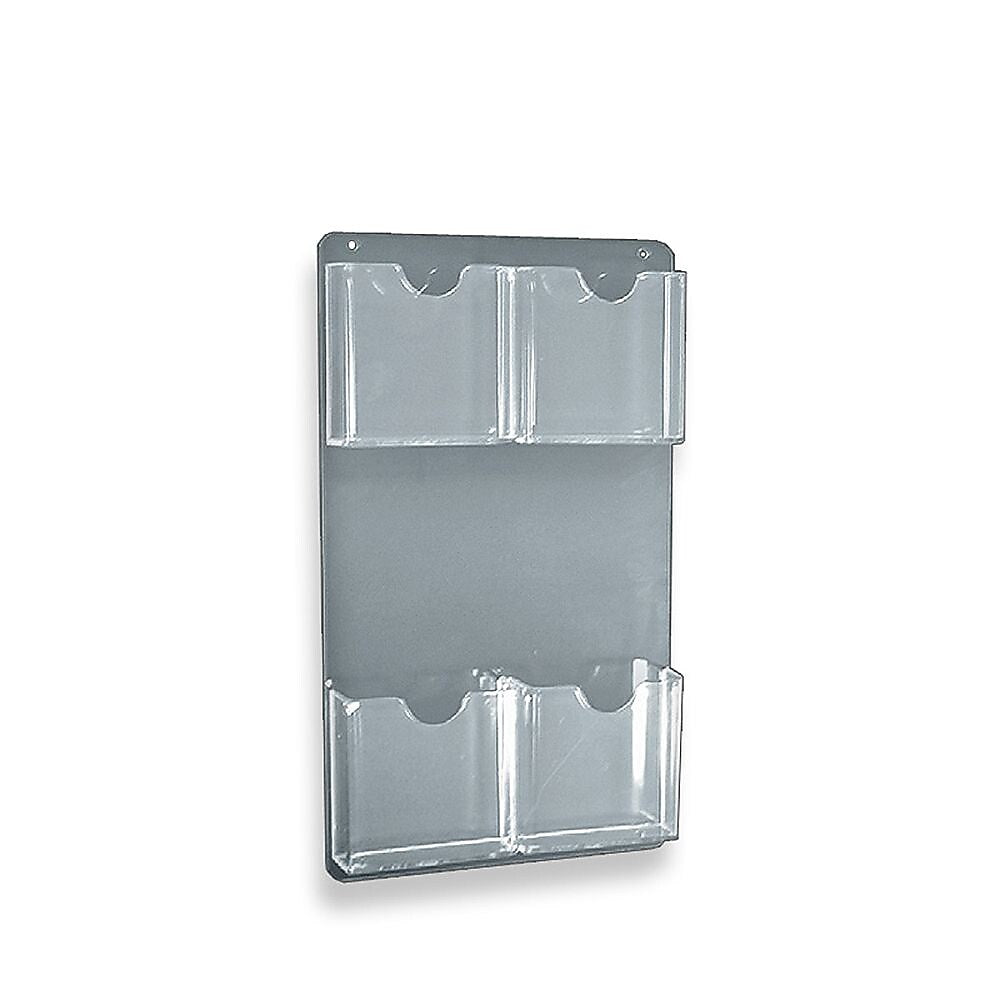 Azar Brochure Holder, 9.25" x 16", Vertical, Wall Mounted, Clear, Acrylic, 2/Pack (252063)