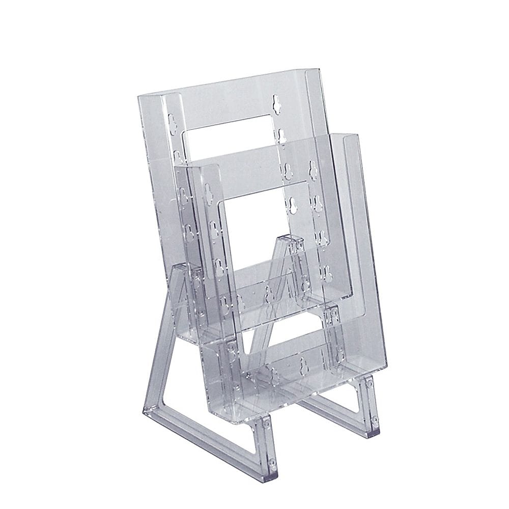Azar Brochure Holder, 6.25" x 13", Vertical, Table Top, Clear, Plastic, 2/Pack (252332)