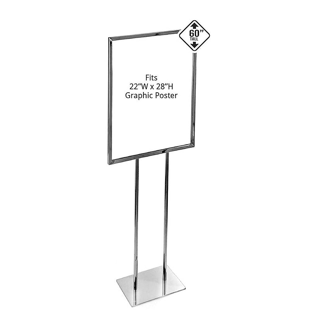 Azar Easel Holder, 22" x 60", Vertical, Freestanding, Silver, Metal (300702)