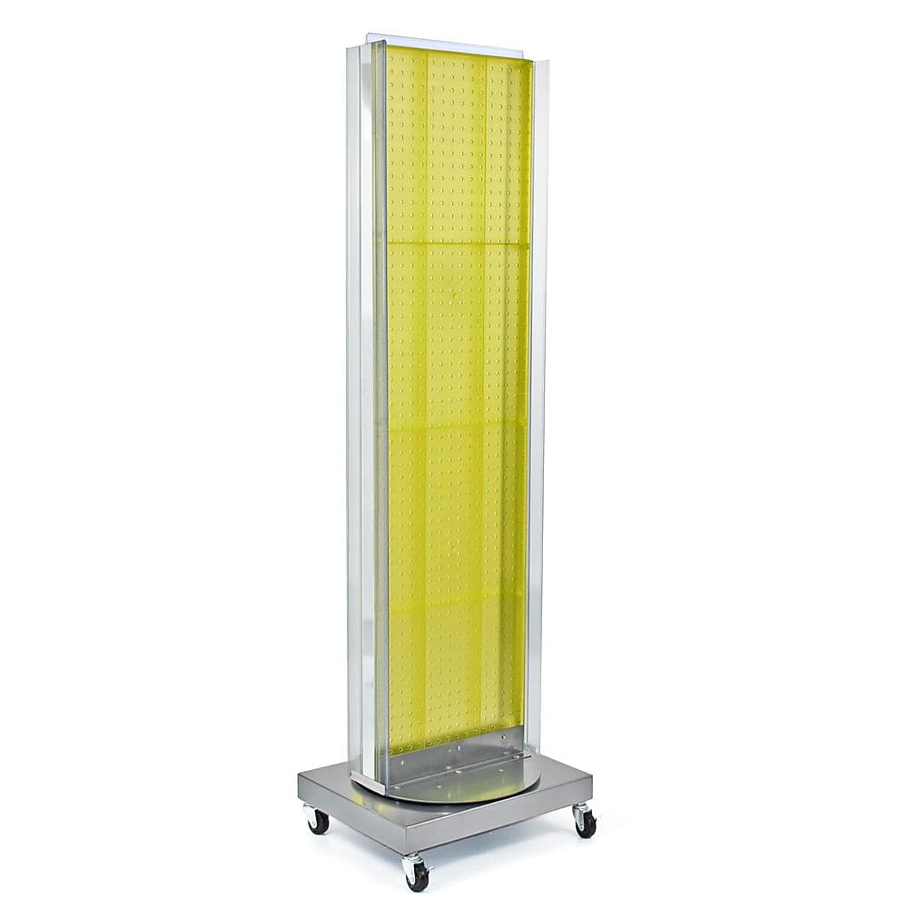 Azar Displays 16" x 60" Pegboard Floor Stand Revolving Base Yellow