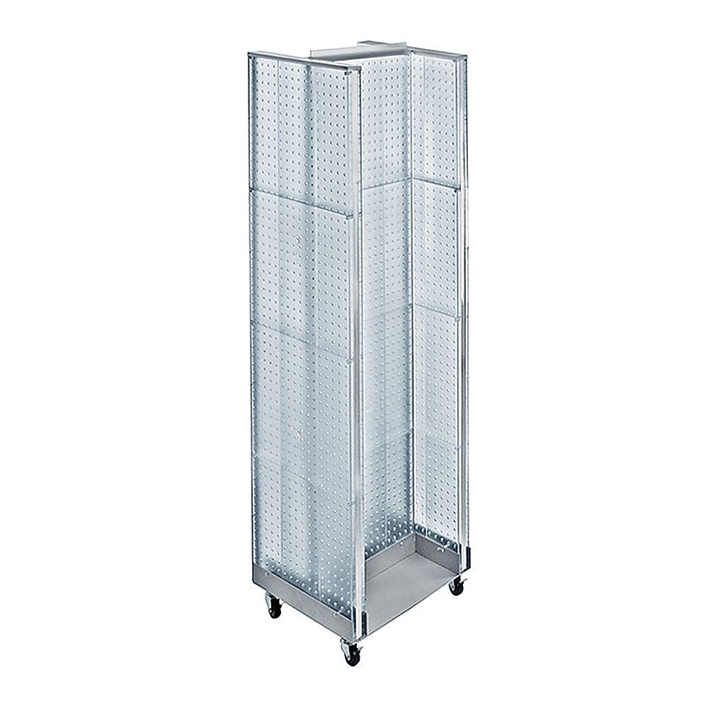 Azar Displays 16" x 60" Pegboard H-Unit Floor Display with Wheels, Clear (700431-CLR)
