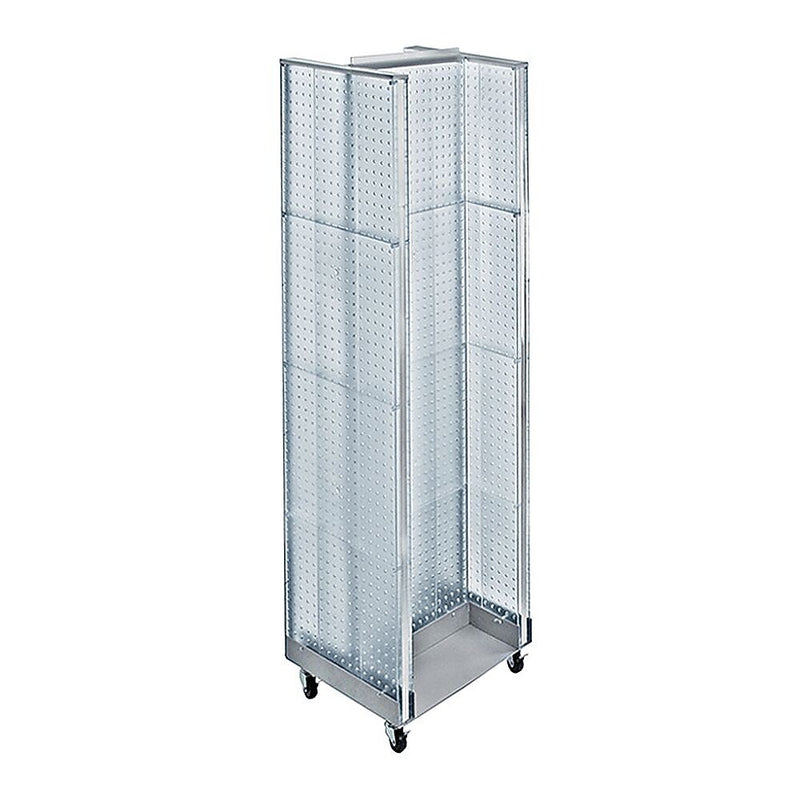 Azar Displays 16" x 60" Pegboard H-Unit Floor Display with Wheels, Clear (700431-CLR)