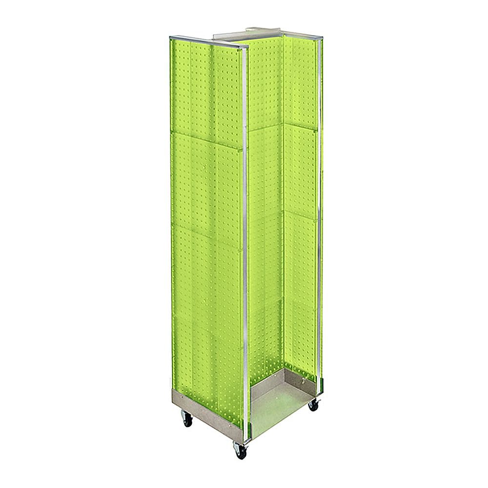 Azar Displays 16" x 60" Pegboard H-Unit Floor Display with Wheels, Green (700431-GRE)