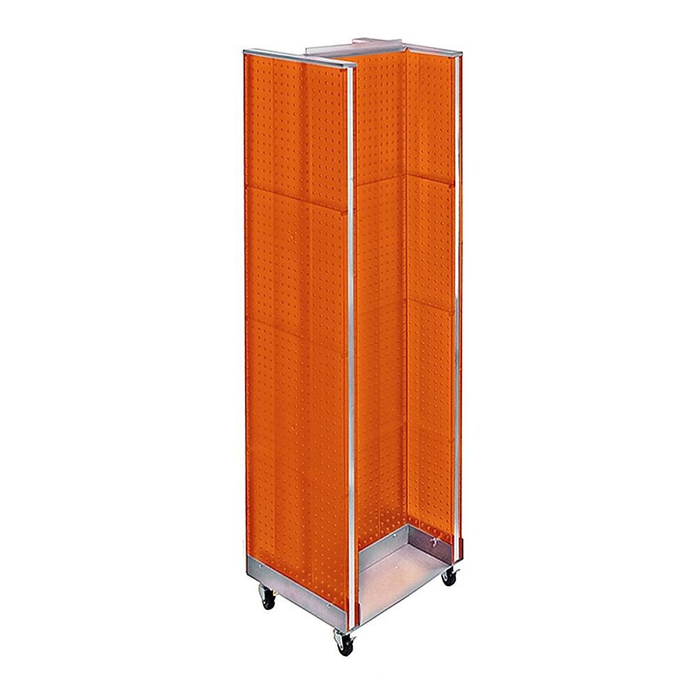Azar Displays 16" x 60" Pegboard H-Unit Floor Display with Wheels, Orange (700431-ORG)