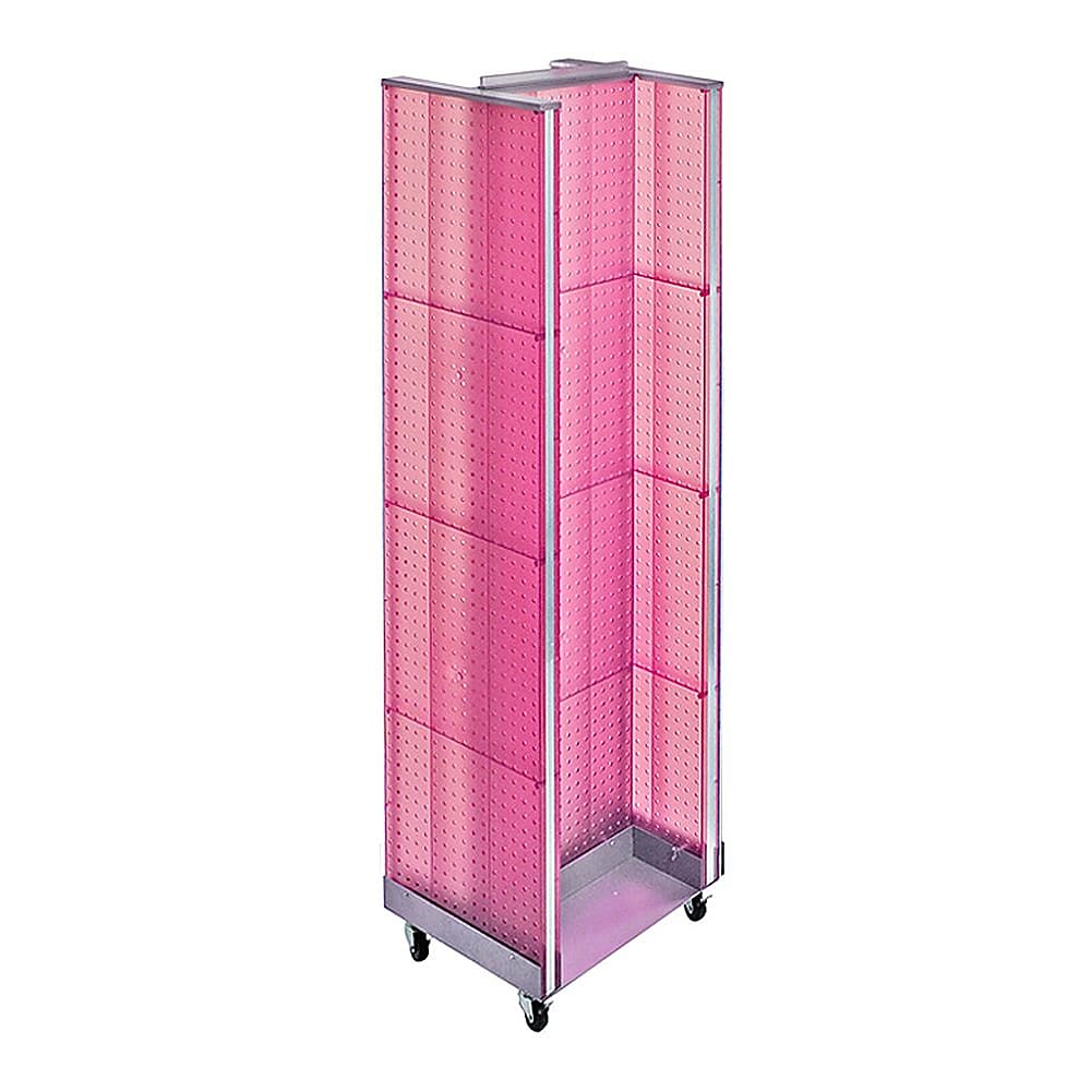 Azar Displays 16" x 60" Pegboard H-Unit Floor Display with Wheels, Pink (700431-PNK)