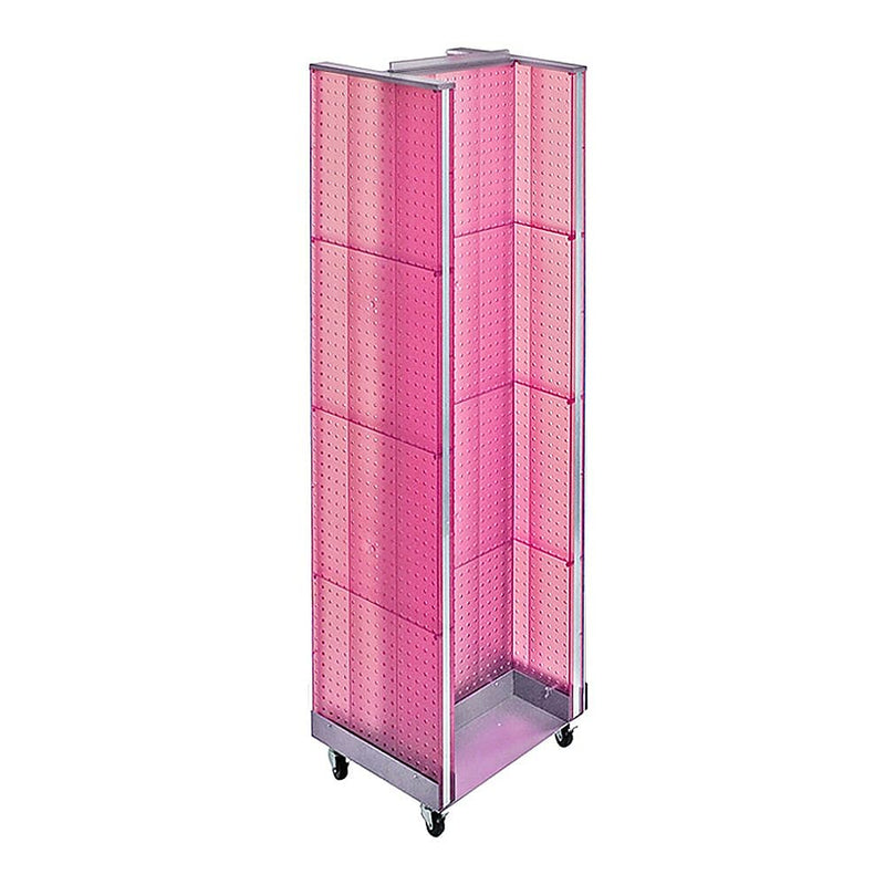 Azar Displays 16" x 60" Pegboard H-Unit Floor Display with Wheels, Pink (700431-PNK)