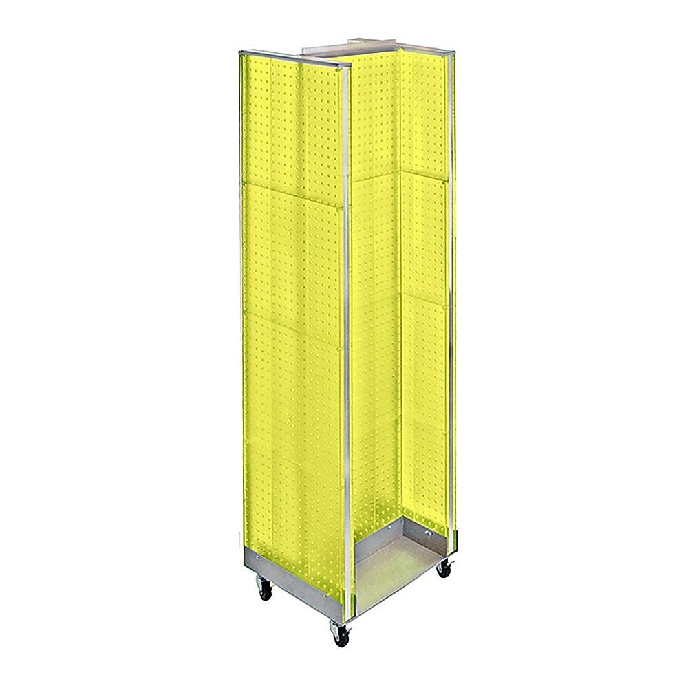 Azar Displays 16" x 60" Pegboard H-Unit Floor Display with Wheels Yellow