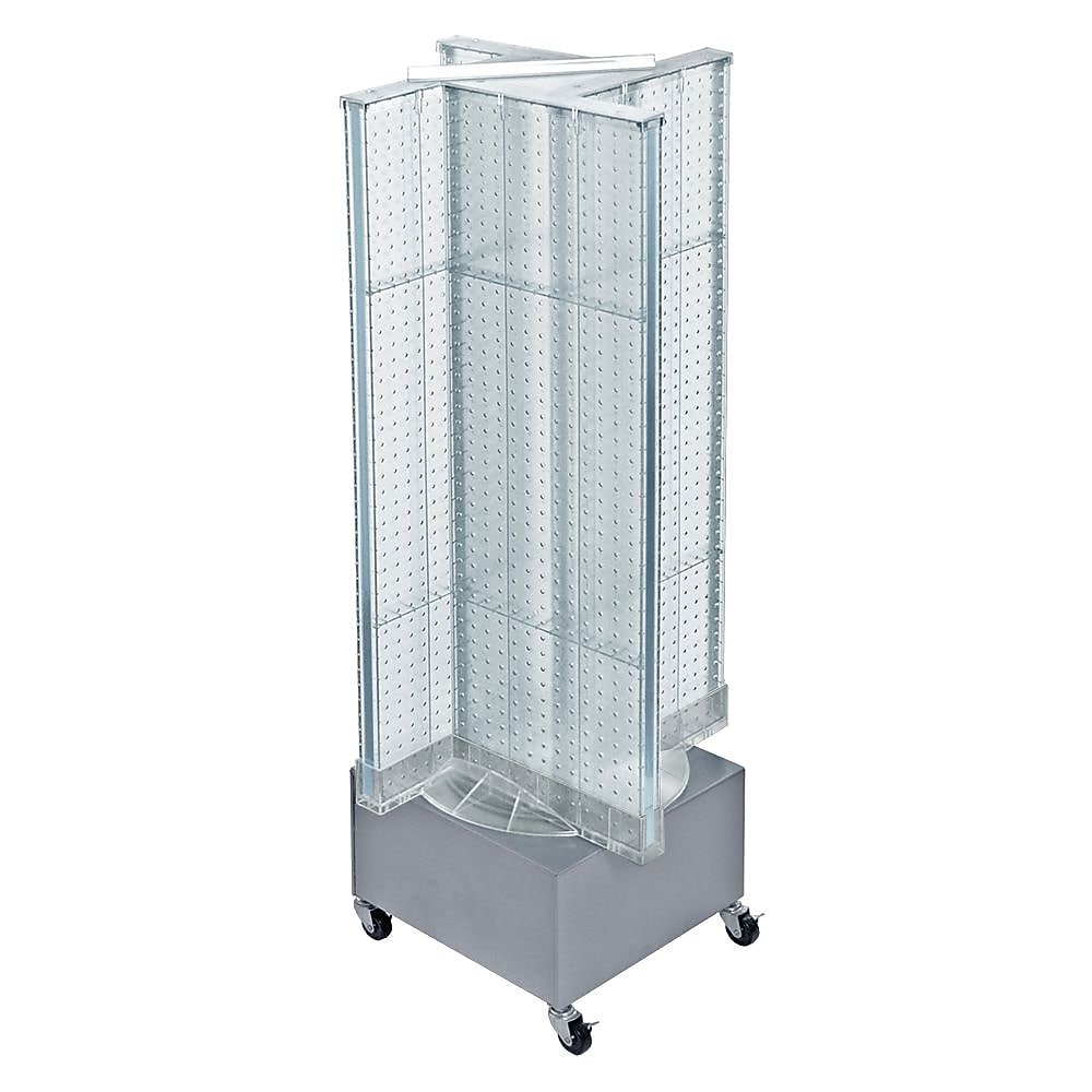 Azar Displays 13.5" x 54" Plastic Pegboard Floor Display Pinwheel Spinner Clear