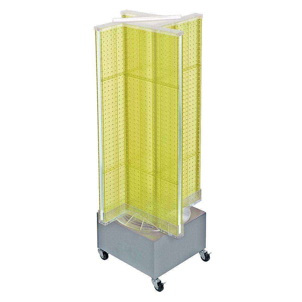 Azar Displays 13.5" x 54" Plastic Pegboard Floor Display Pinwheel Spinner Yellow