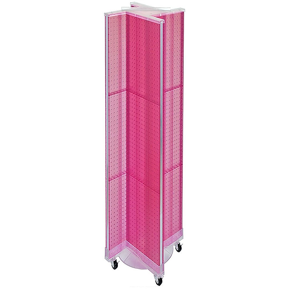 Azar Displays 13.5" x 60" Acrylic Pegboard Floor Display Pinwheel Pink