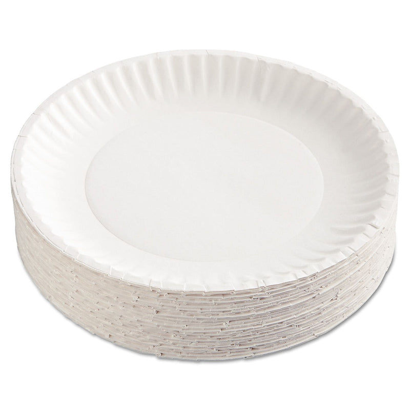 AJM 9" Dia Round Paper Plate , White , 1000/Pack