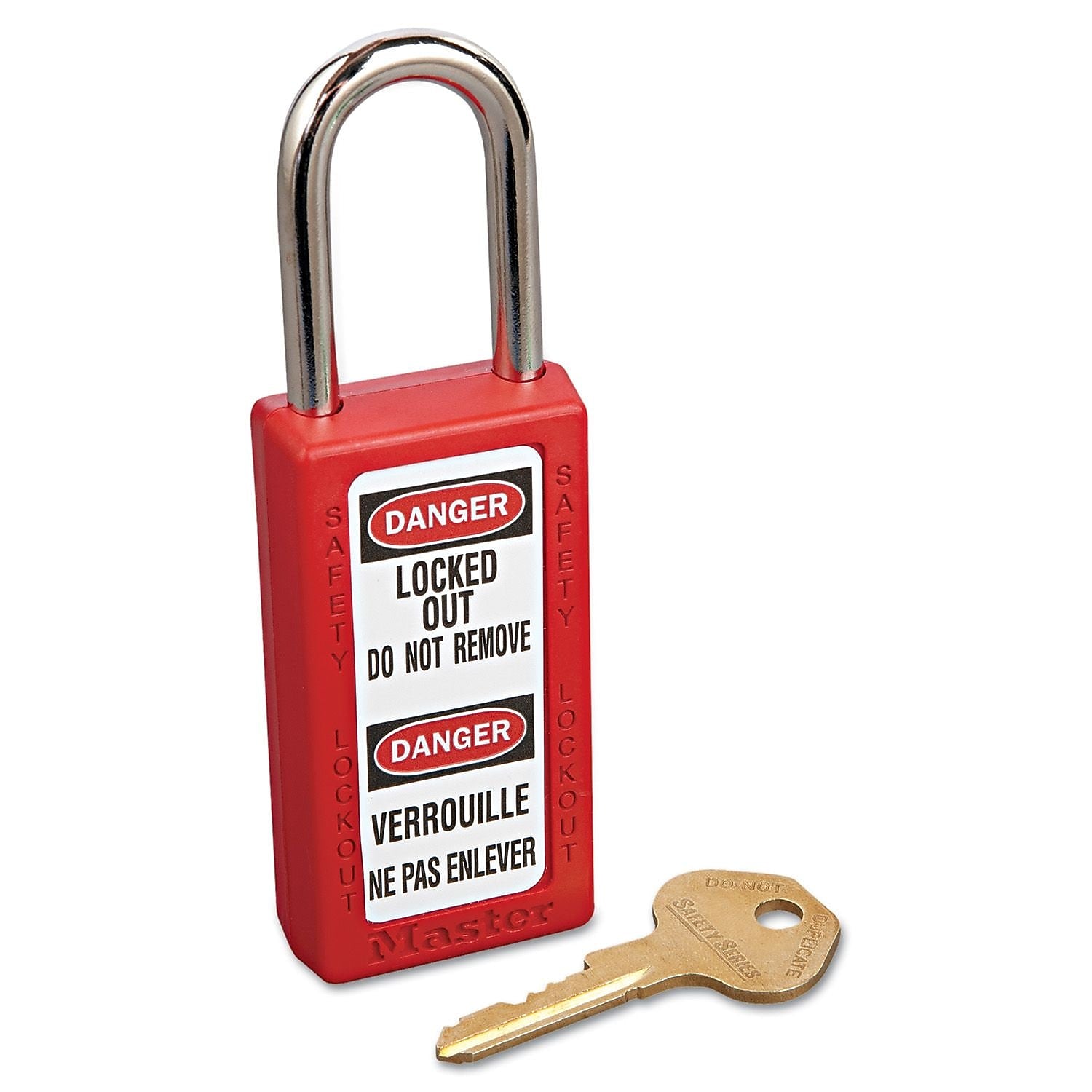 Master Lock® Safety Lockout Padlock, 6 pin, Xenoy, Red, 6/BX