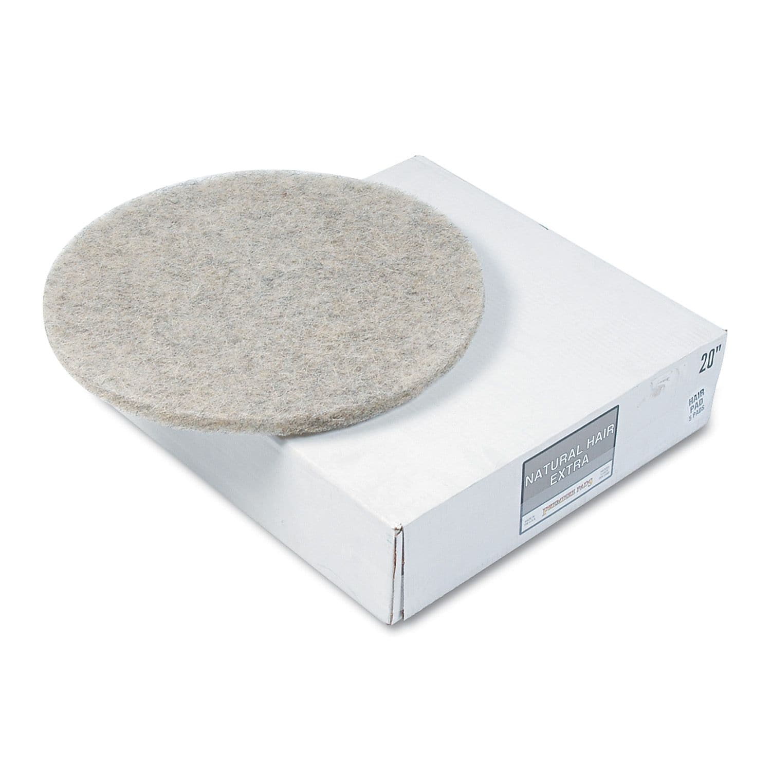 Premier Natural Hair Floor Machine Pads, Extra, 20", 5/Case (PAD 4020 NHE)