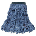 Rubbermaid Commercial Swinger Loop Wet Mop Heads, Cotton/Synthetic, Blue, Medium, 6/Case