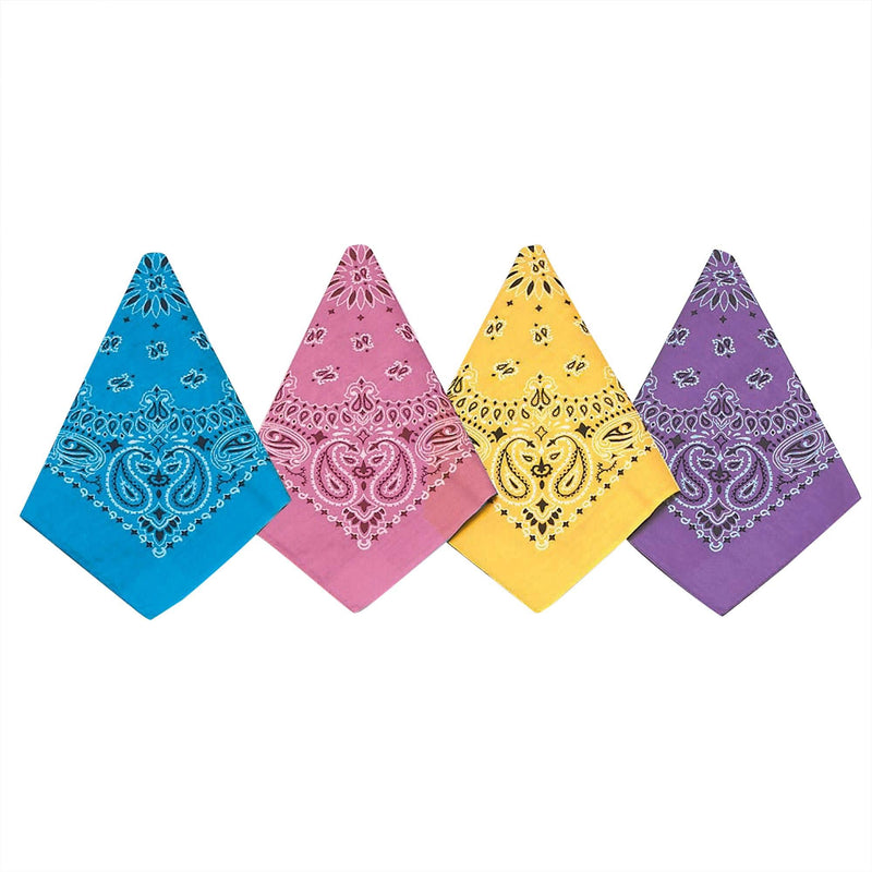 S&S® 21 1/2" Fashion Colors Bandanas, 12/Pack