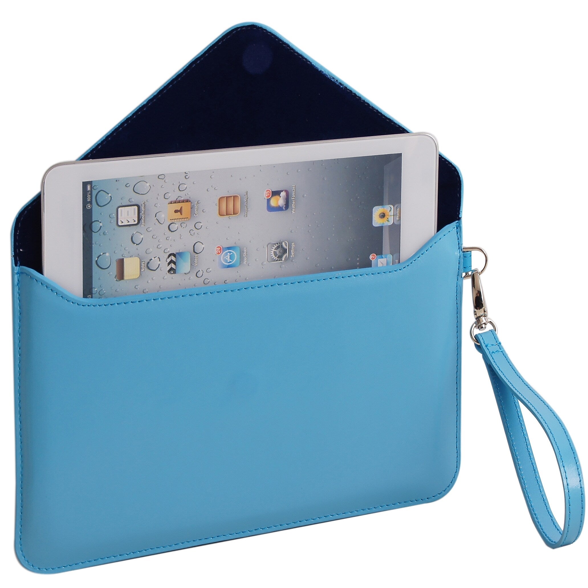 Paperthinks™ Recycled Leather Folio For iPad Mini and 7" Tablets, Blue Mist