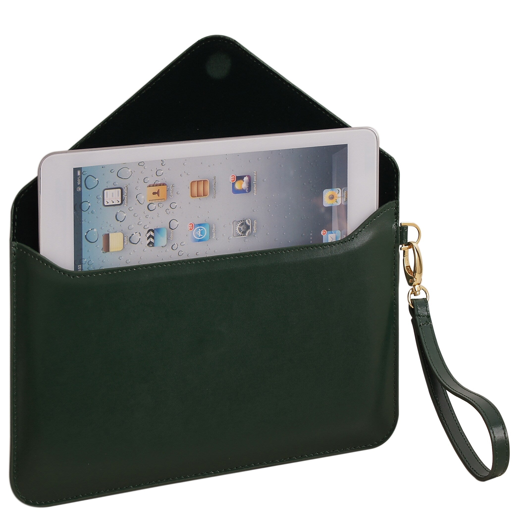 Paperthinks™ Recycled Leather Folio For iPad Mini and 7" Tablets, Deep Olive