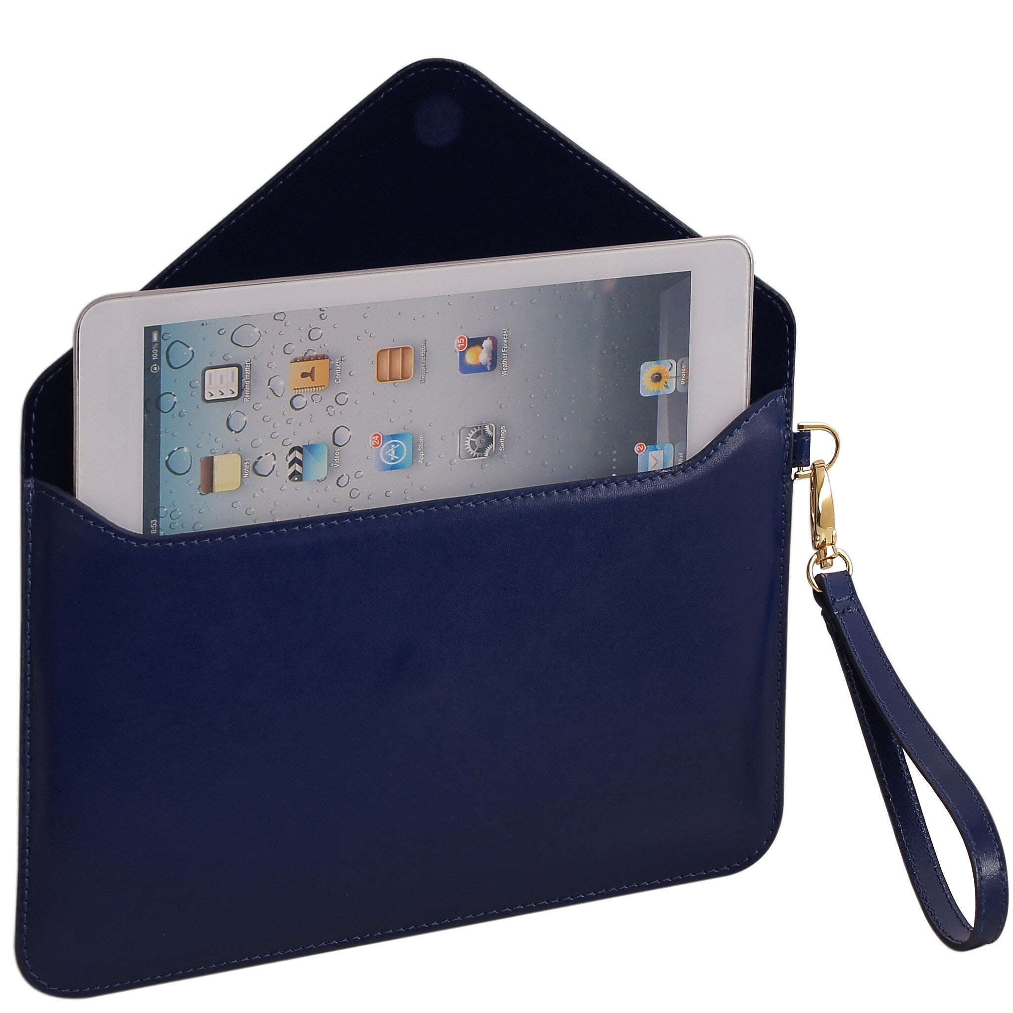 Paperthinks™ Recycled Leather Folio For iPad Mini and 7" Tablets, Navy Blue