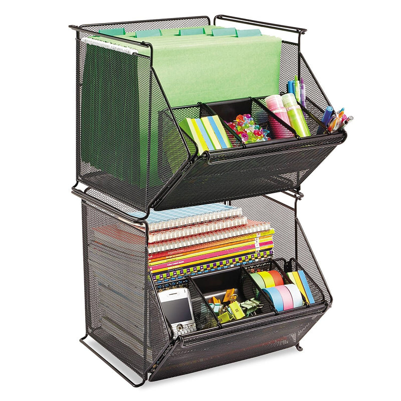 Safco Onyx Stackable Mesh Storage Bin, Sturdy Black (SAF2164BL)