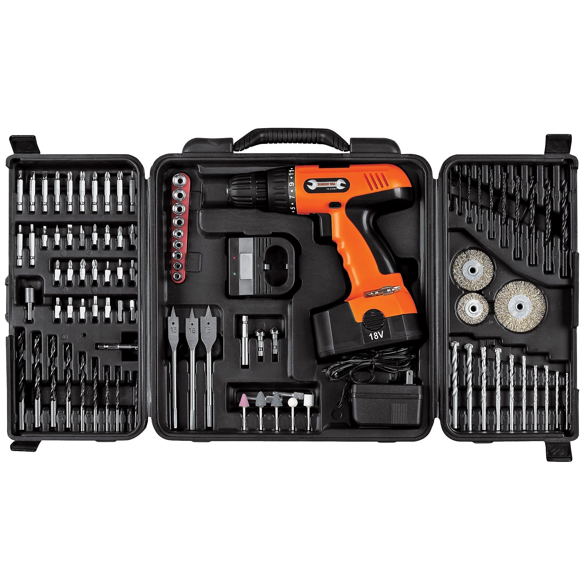 Stalwat 18 V Cordless Drill Set, 3/8" (Dia) Capacity, 89 Piece (75-CD91)