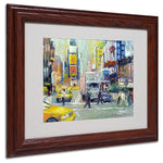 Trademark Fine Art 11" x 14" Acrylic Times Square, Dark Wooden Frame