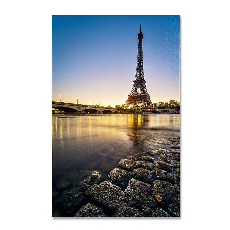 Trademark Fine Art 47" x 30" Wooden Frame Sunrise in Paris