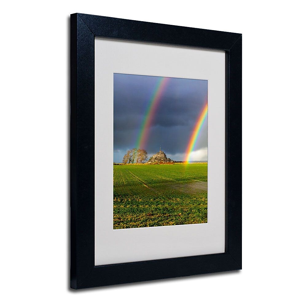 Trademark Fine Art 11" x 14" Acrylic Double Rainbow, Black Frame