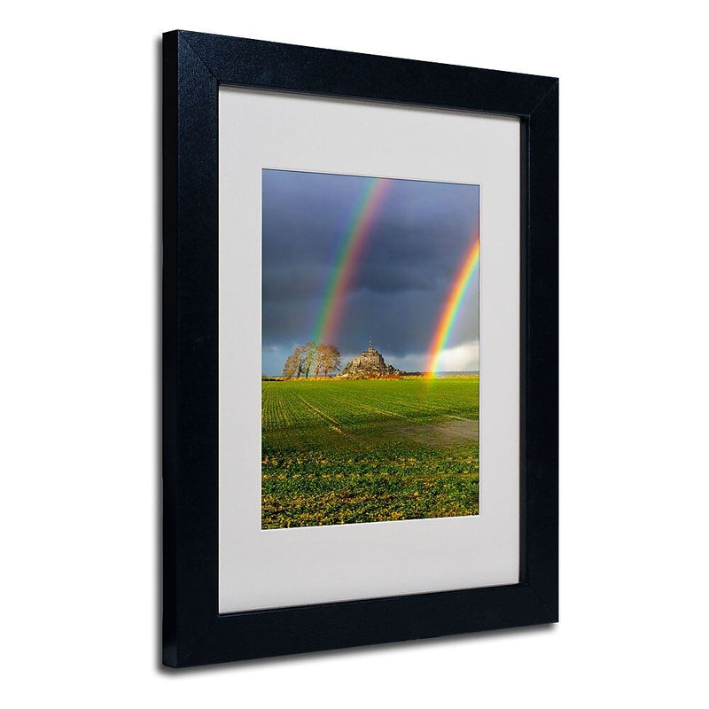 Trademark Fine Art 11" x 14" Acrylic Double Rainbow, Black Frame