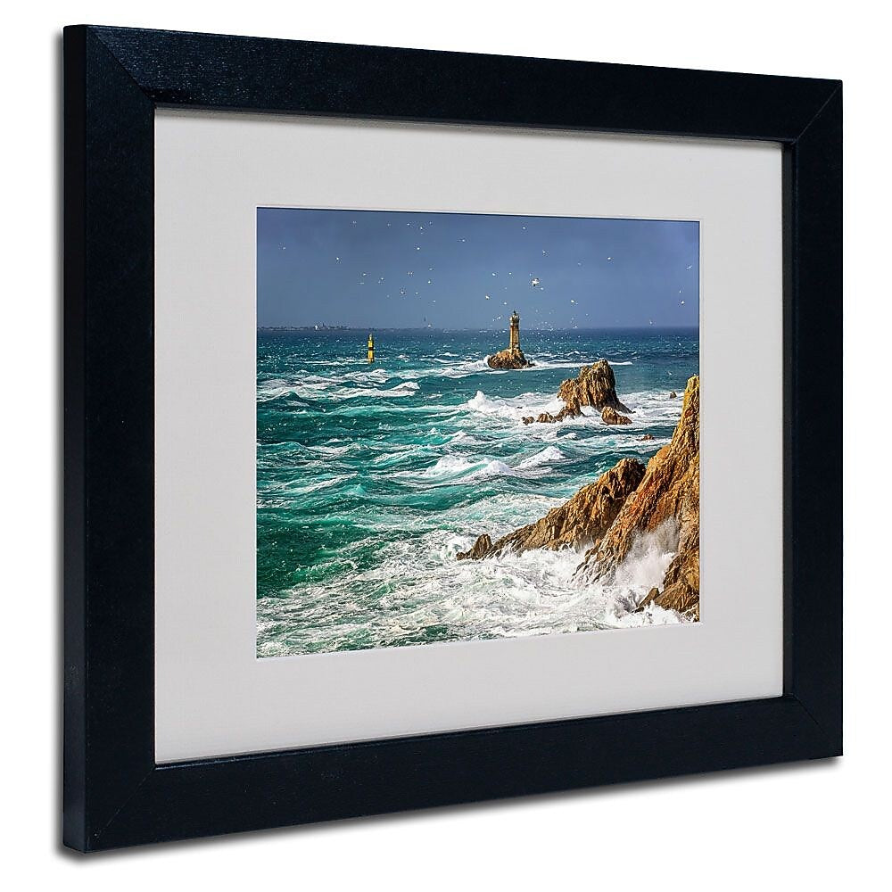 Trademark Fine Art 11" x 14" Acrylic Storm in Pointe du Raz, Black Frame