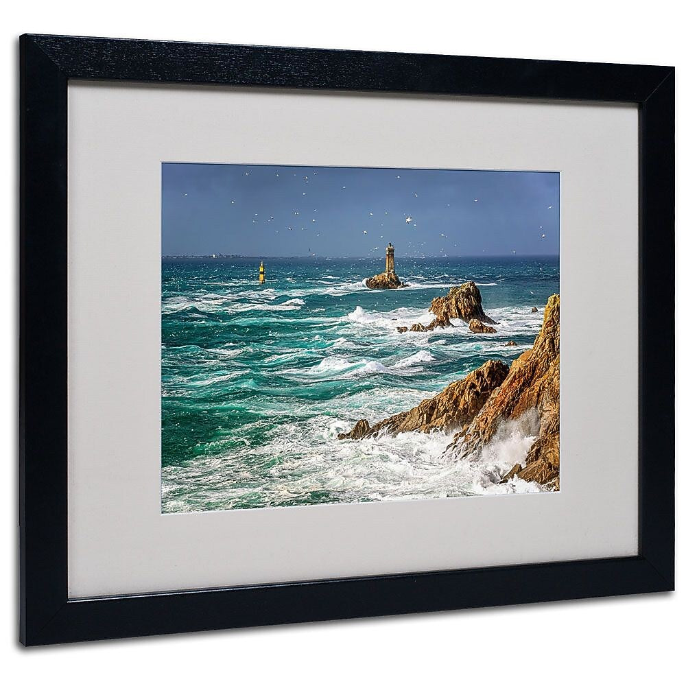 Trademark Fine Art 16" x 20" Canvas Storm in Pointe du Raz, Black Frame