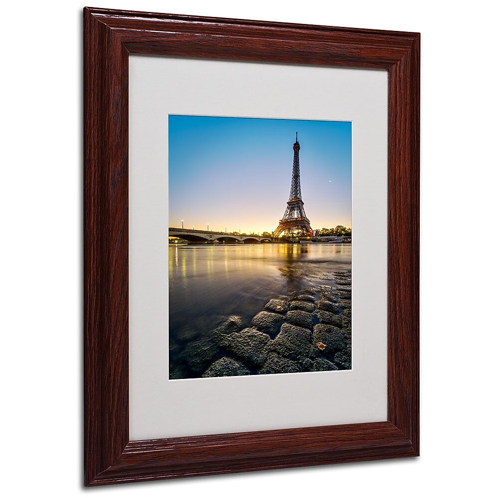 Trademark Fine Art 14" x 11" Acrylic Sunrise In Paris, Wood Frame