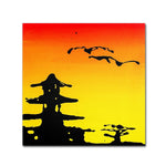 Trademark Fine Art 18" x 18" Wooden Frame Pagoda Sunset