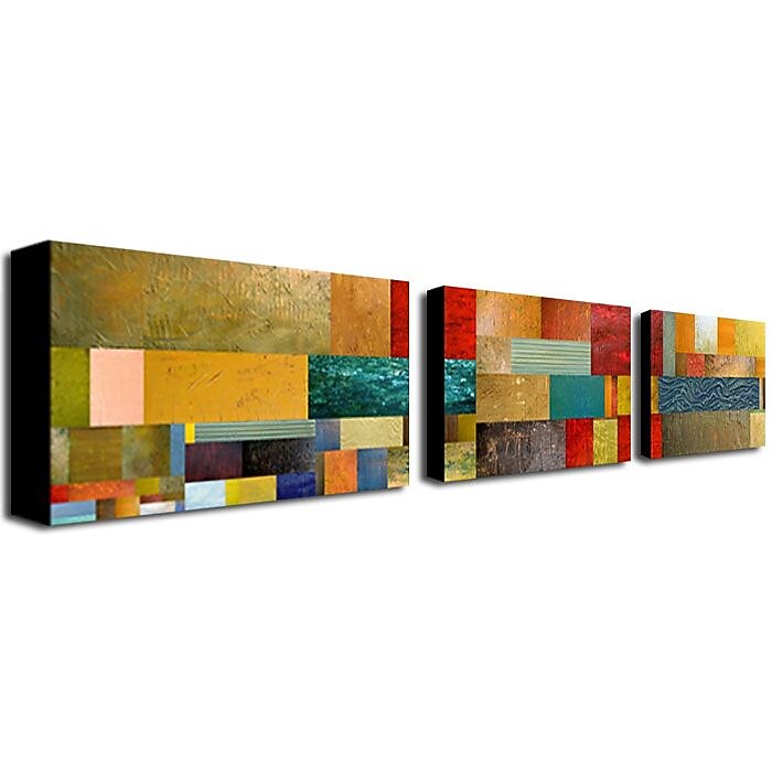 Trademark Fine Art18x32 Wooden Frame, UV Coated Gallery Wrapped Canvas Art, Set/3