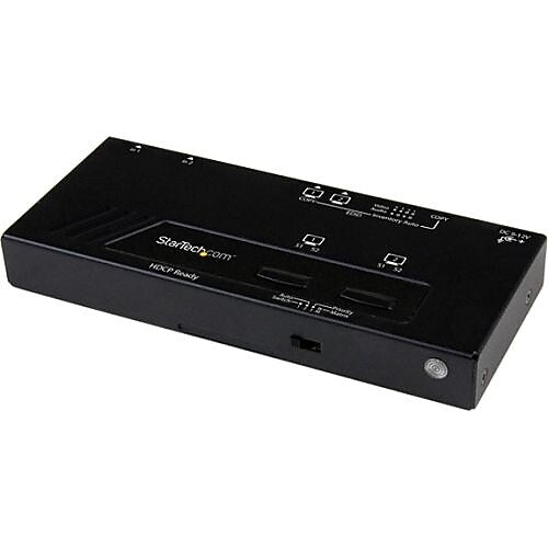 StarTech 2 Port HDMI Switcher With Automatic and Priority Switching, Black