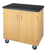 DWI Mobile Storage Solid Oak Wood Cabinet With Plastic Laminate Top