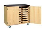 DWI Mobile Tote Tray  Laminate, Oak Wood Storage Cabinet