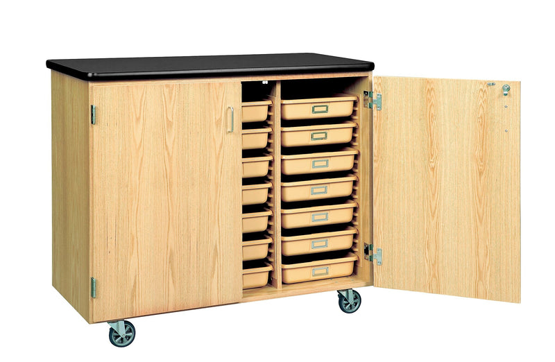 DWI Mobile Tote Tray  Laminate, Oak Wood Storage Cabinet