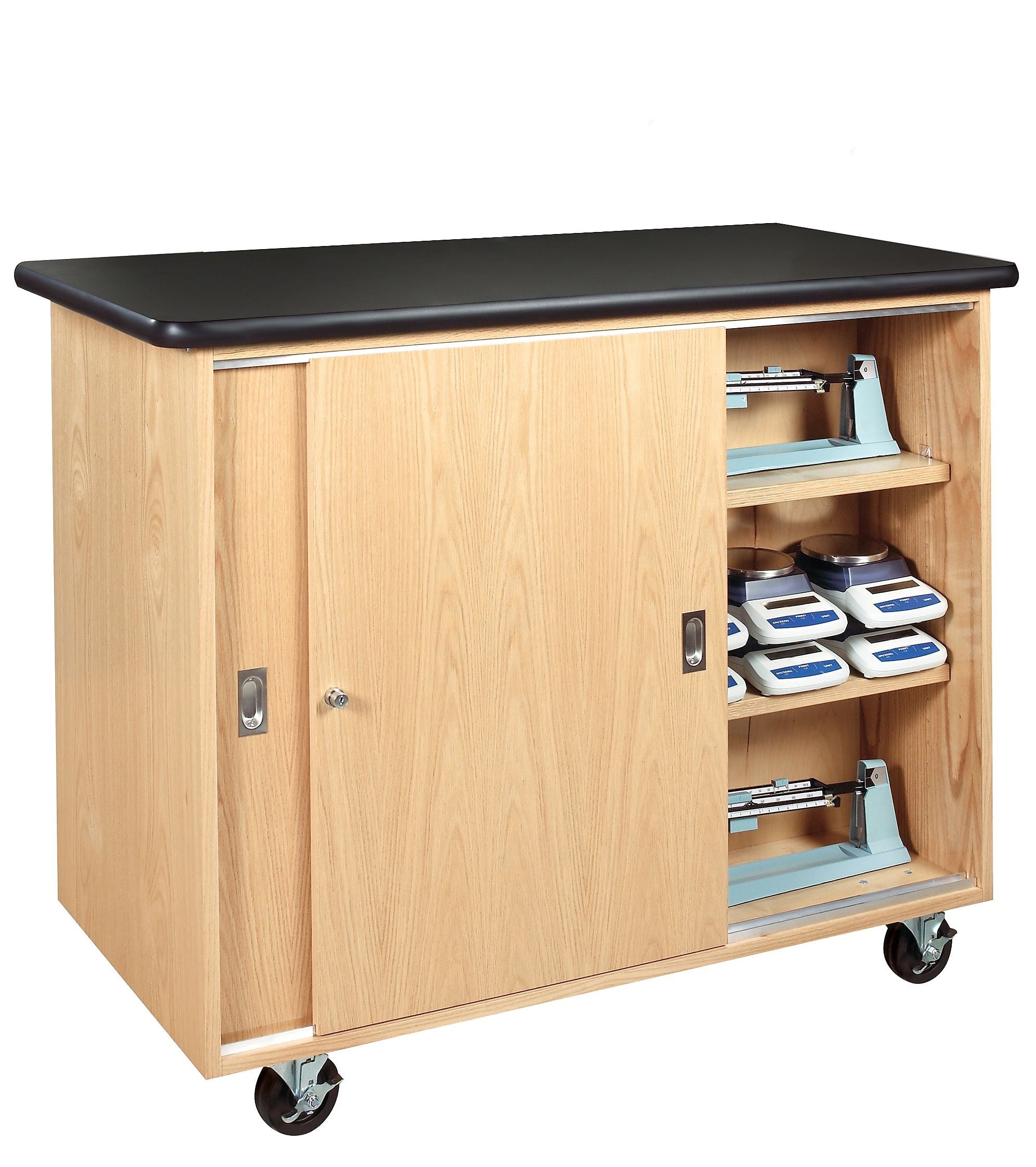 DWI Mobile Balance Storage Cabinet Solid Oak and Oak Veneers Storage Cabinet