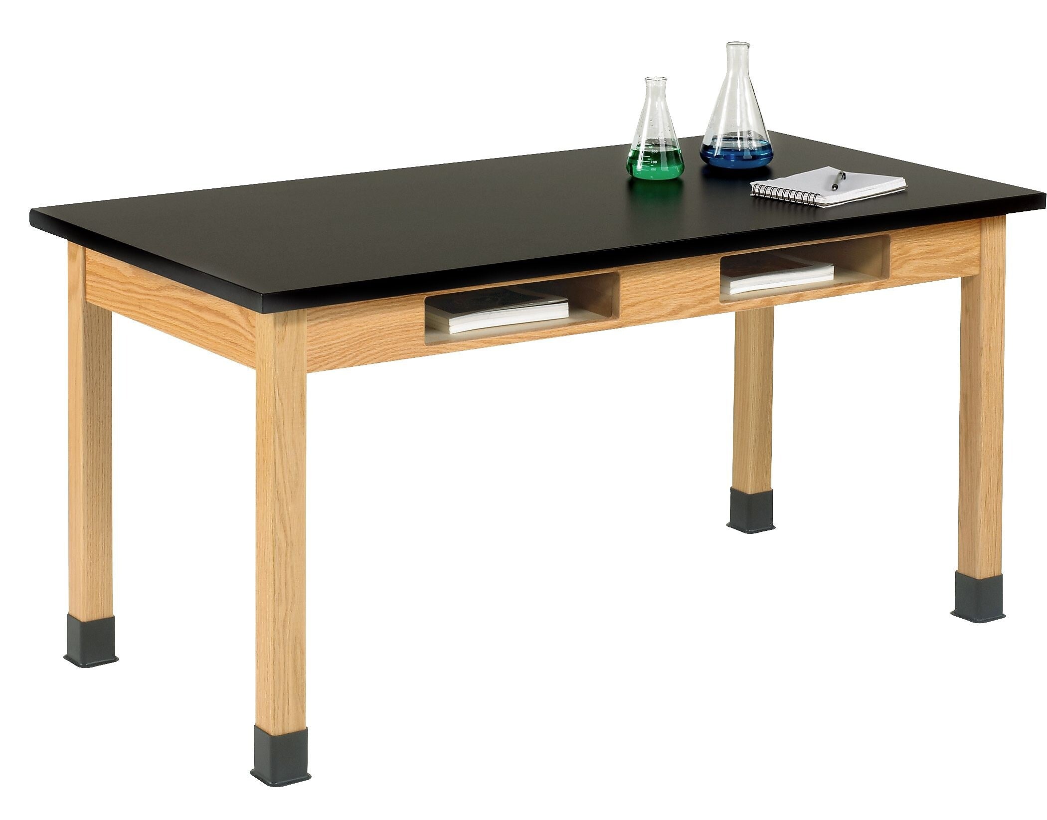 DWI Rectangular Activity Table, 60" x 30", Red Oak/Black (C7142BK30N)