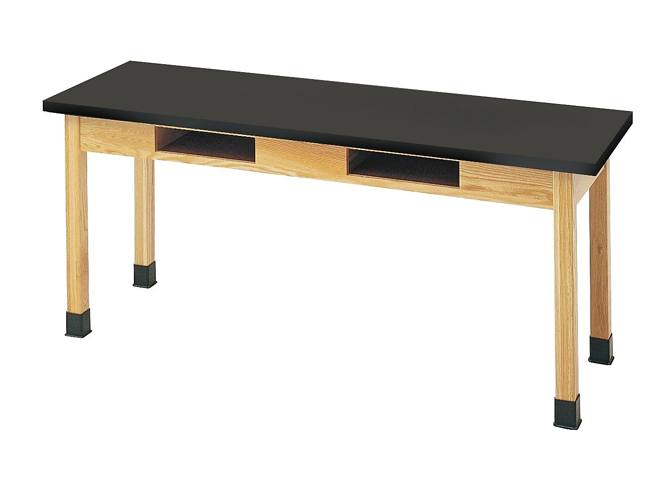 DWI Rectangular Science Table, 72" x 24", Red Oak/Black (C7302BK30N)