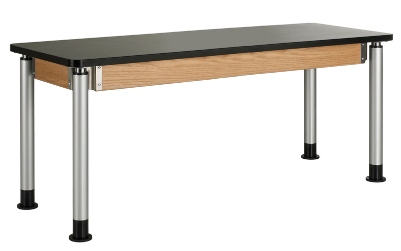 DWI Rectangular Science Table, 72" x 24", Height Adjustable, Black/Oak (P830LBBK)