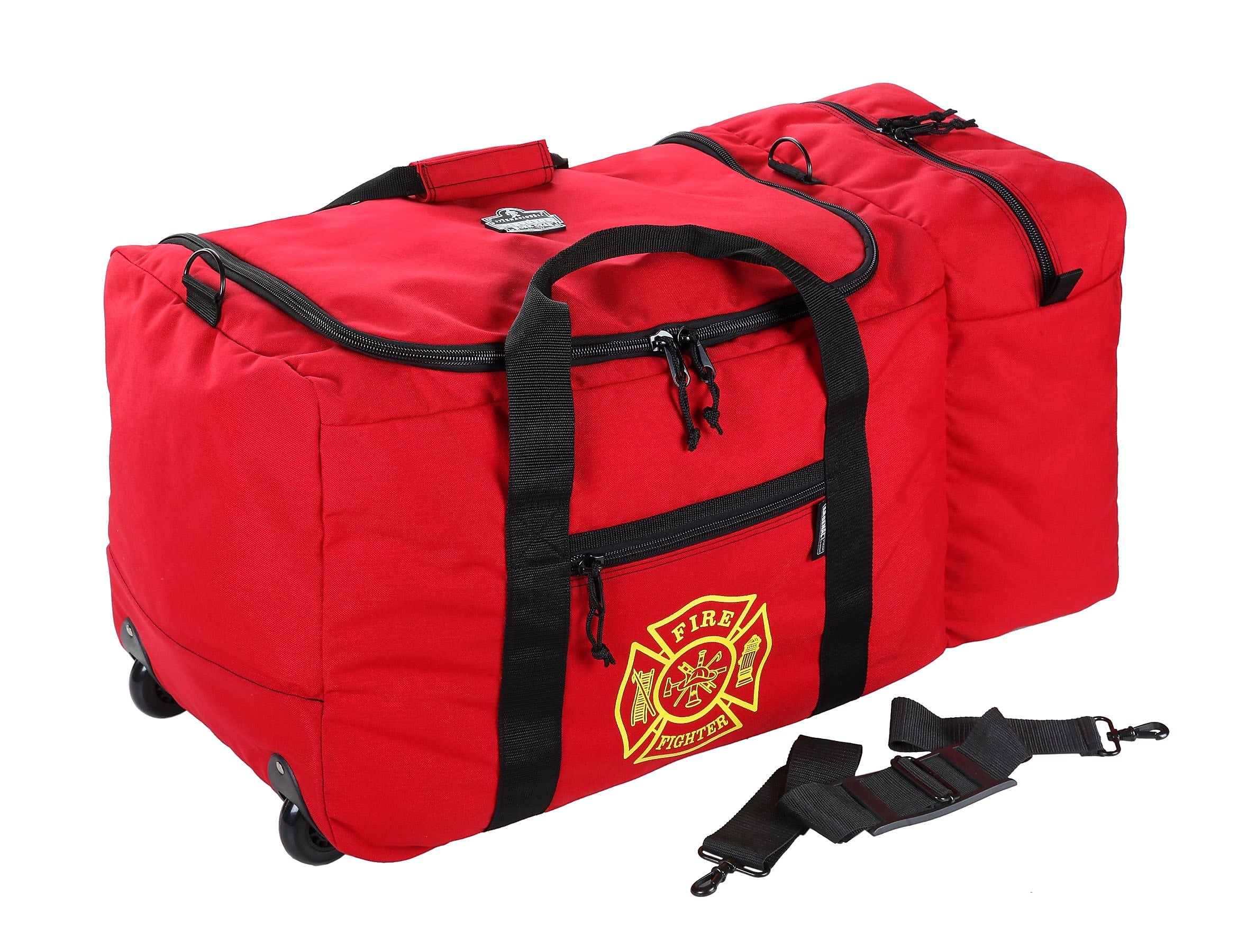 Ergodyne Arsenal 16" Nylon Fire & Rescue Gear Bag with Wheels, Red (13205)