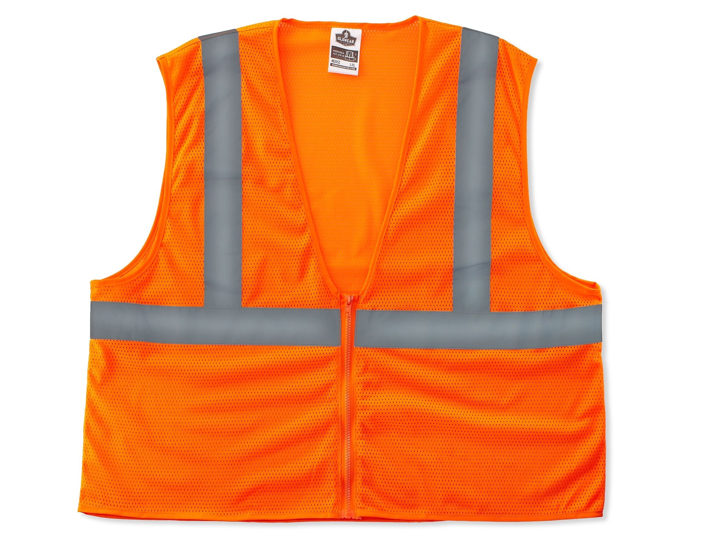 Ergodyne GloWear® 8205Z High Visibility Sleeveless Safety Vest, ANSI Class R2, Orange, 4XL/5XL (20989)