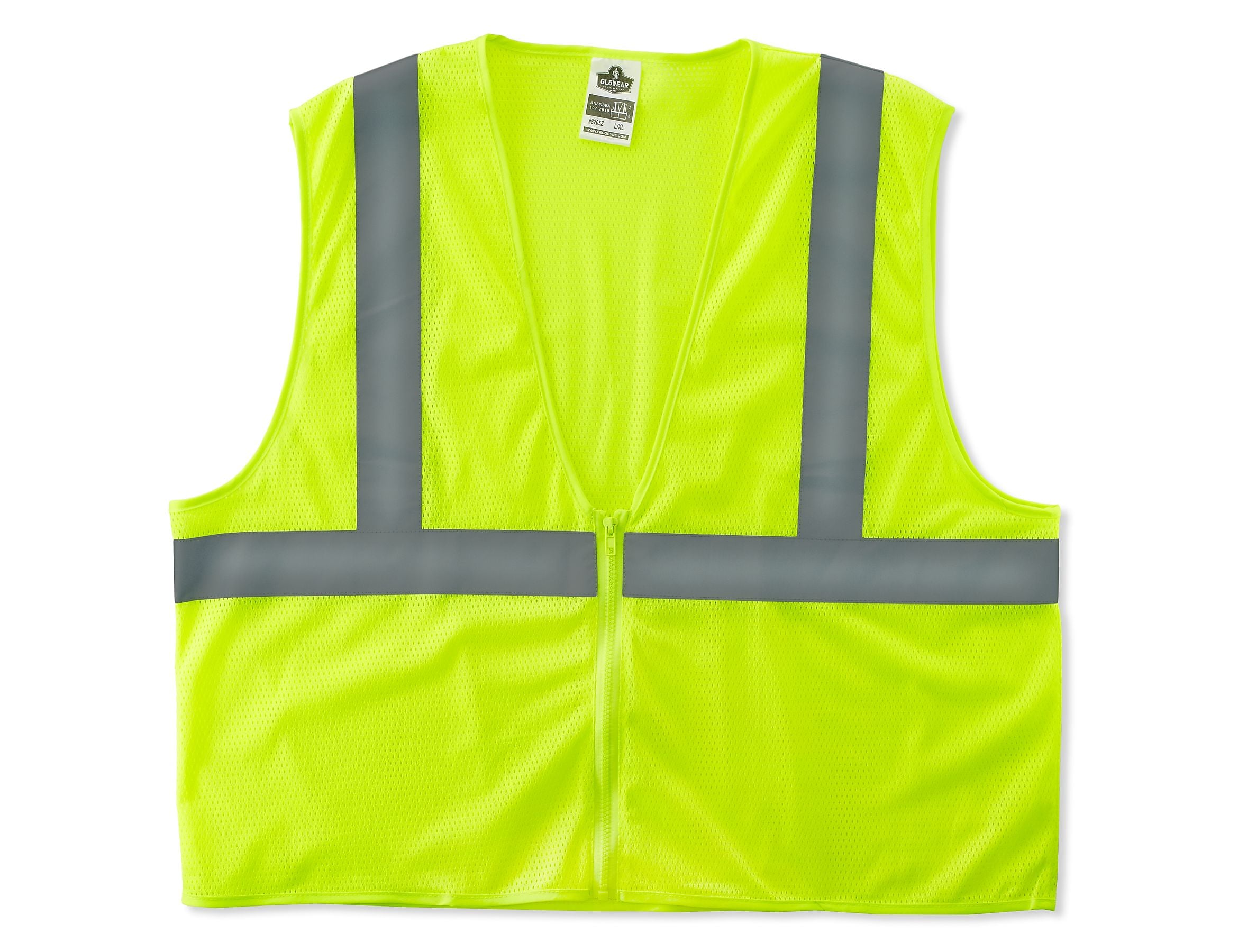 Ergodyne GloWear® 8205Z High Visibility Sleeveless Safety Vest, ANSI Class R2, Lime, 4XL/5XL (20999)
